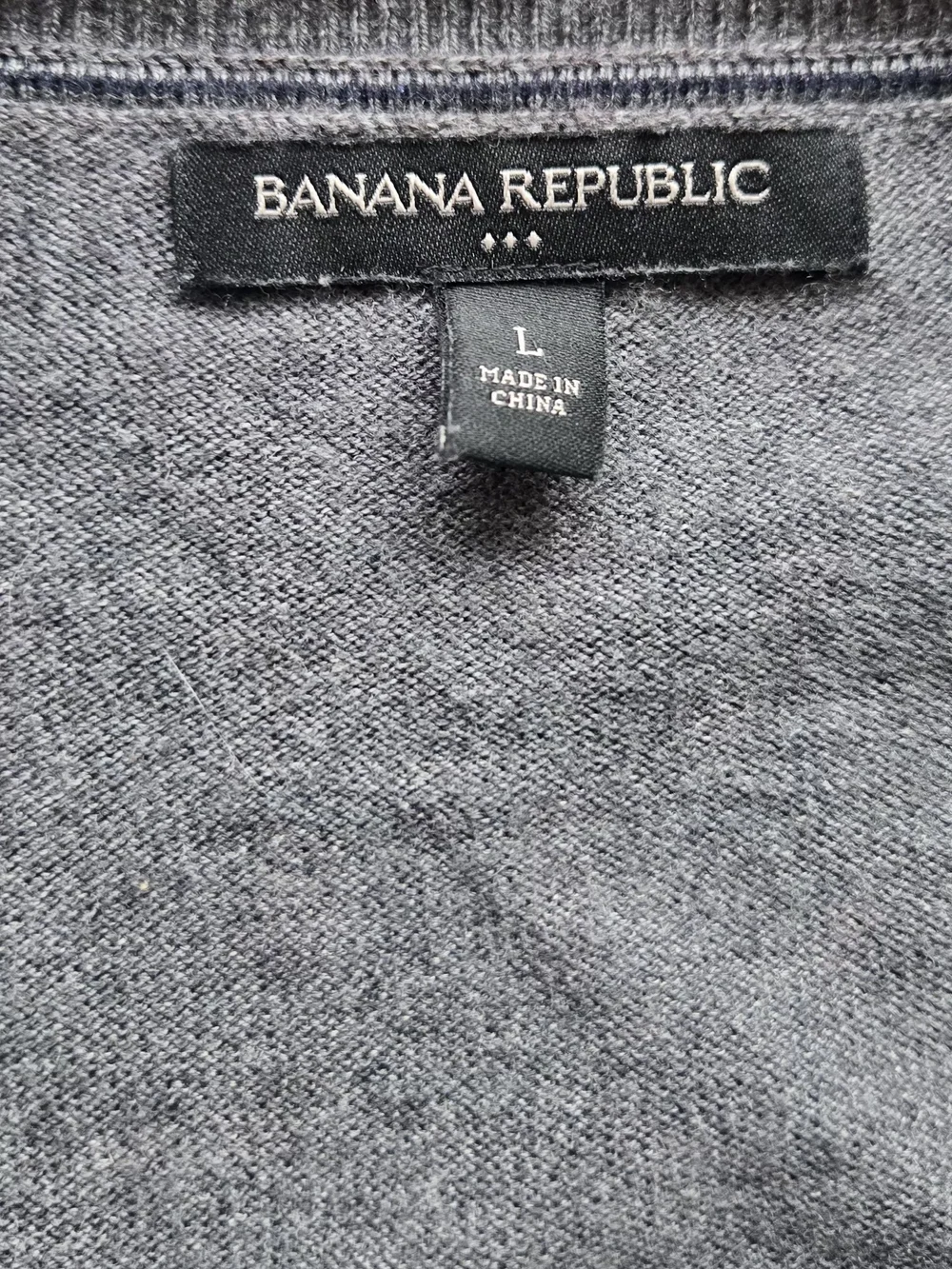 Banana Republic Grey V-Neck Luxe Knit Sweater - Size L